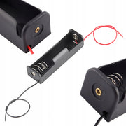 Portabatteria 1x18650 con Fili – Struttura Aperta, Lunghezza Fili 100mm | Progetti DIY, Facile Sostituzione Batteria