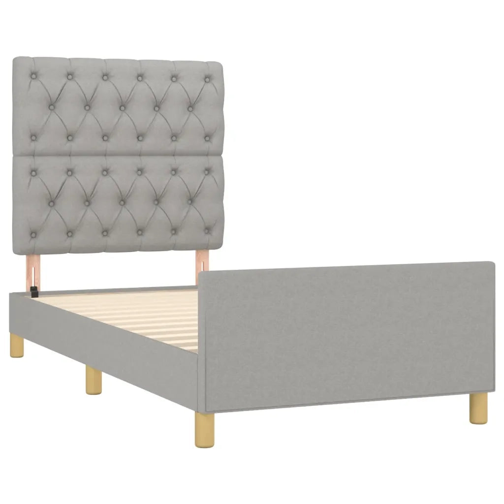 Giroletto con Testiera Grigio Chiaro 80x200 cm in Tessuto cod mxl 48778