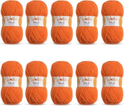 Filato per Maglia e Tessitura in Arancione Pompon, 100% Poliacrilico, 10 x 50g, Ideale per Progetti Creativi