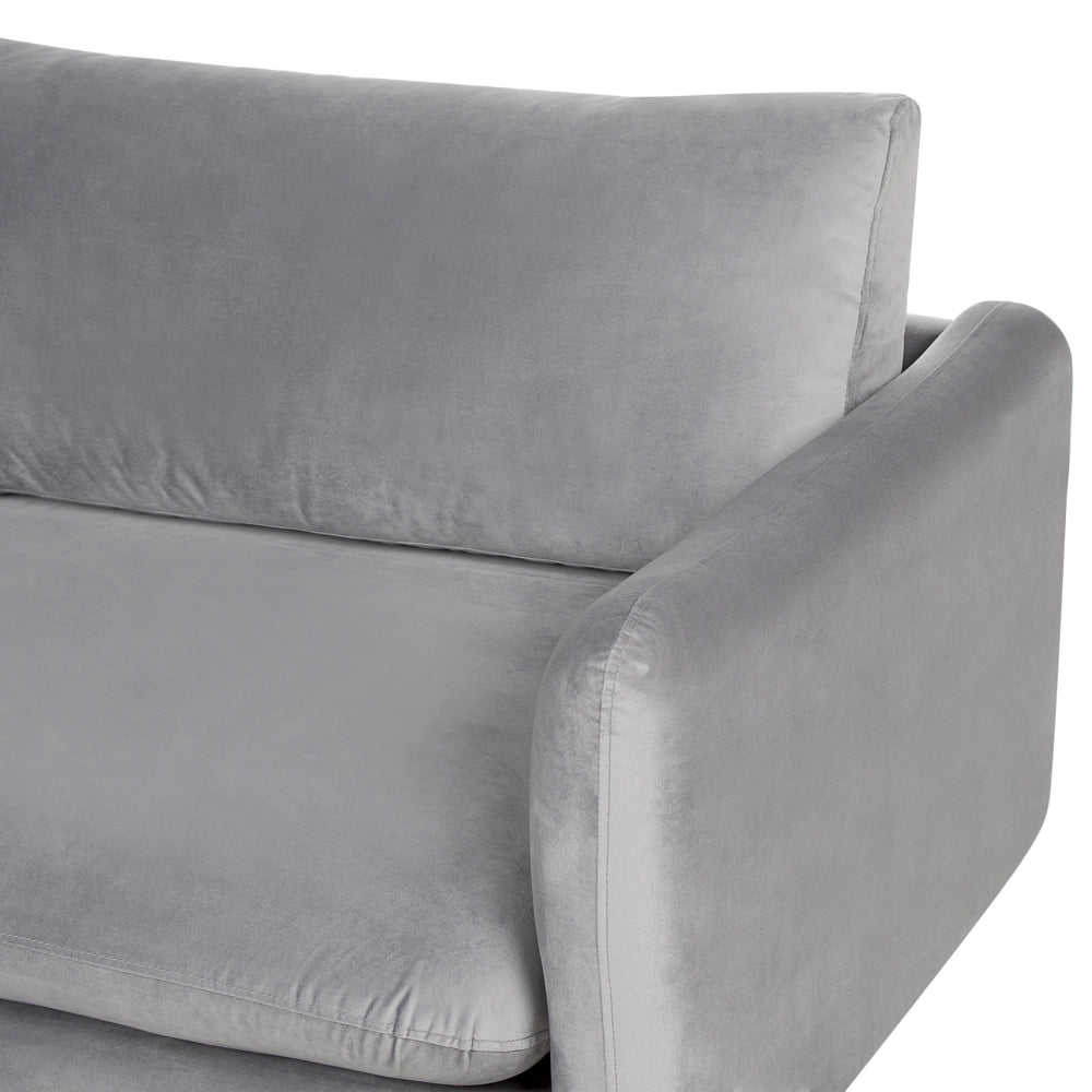 Divano angolare moderno in velluto grigio con gambe nere a 4 posti Stile Retrò Moderno