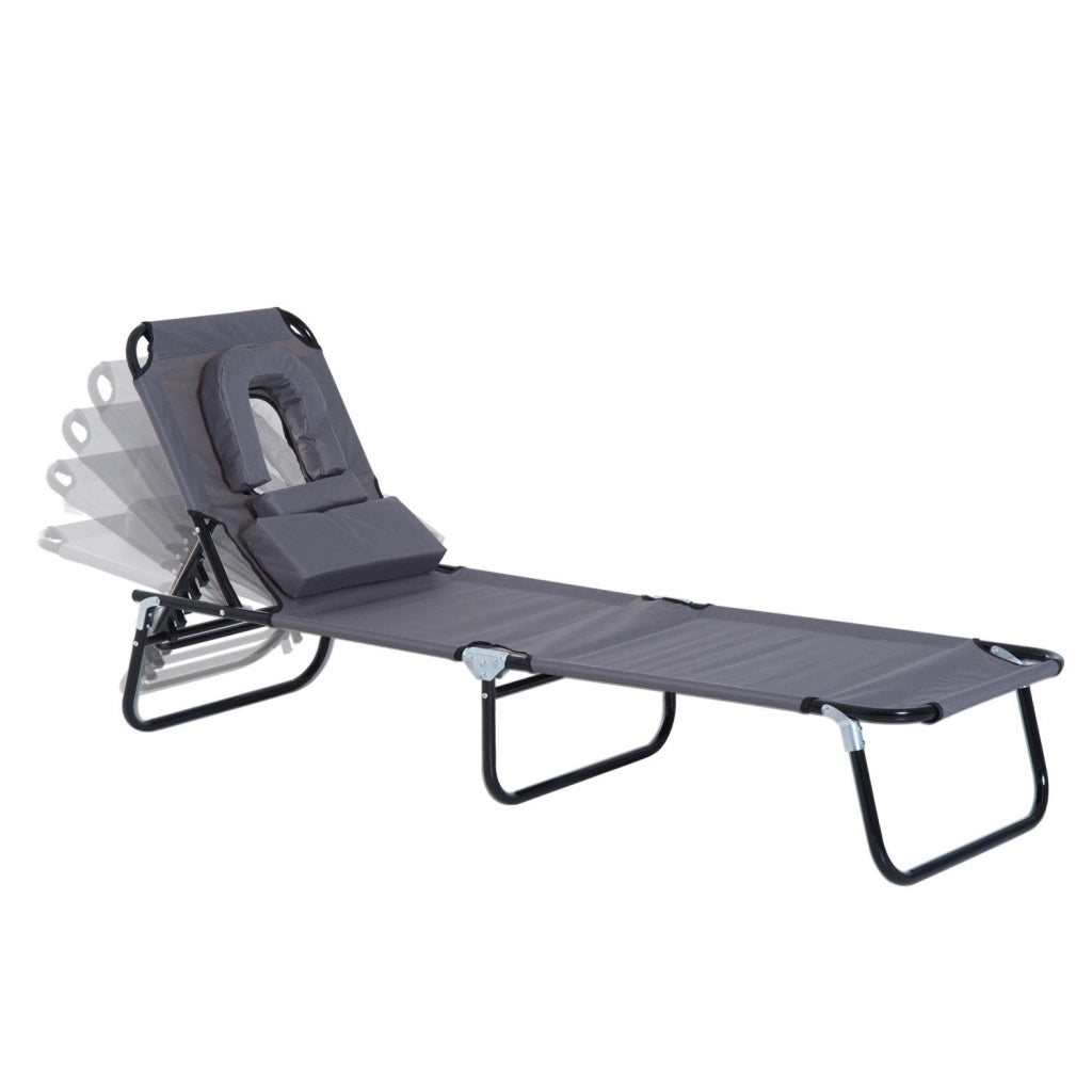 Sdraio da giardino pieghevole con cuscino ¨C zephmum ¨C grigio