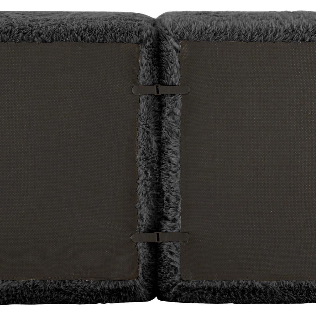 Divano modulare angolare a L 2 posti in tessuto peluche; 204x179x73 cm; nero