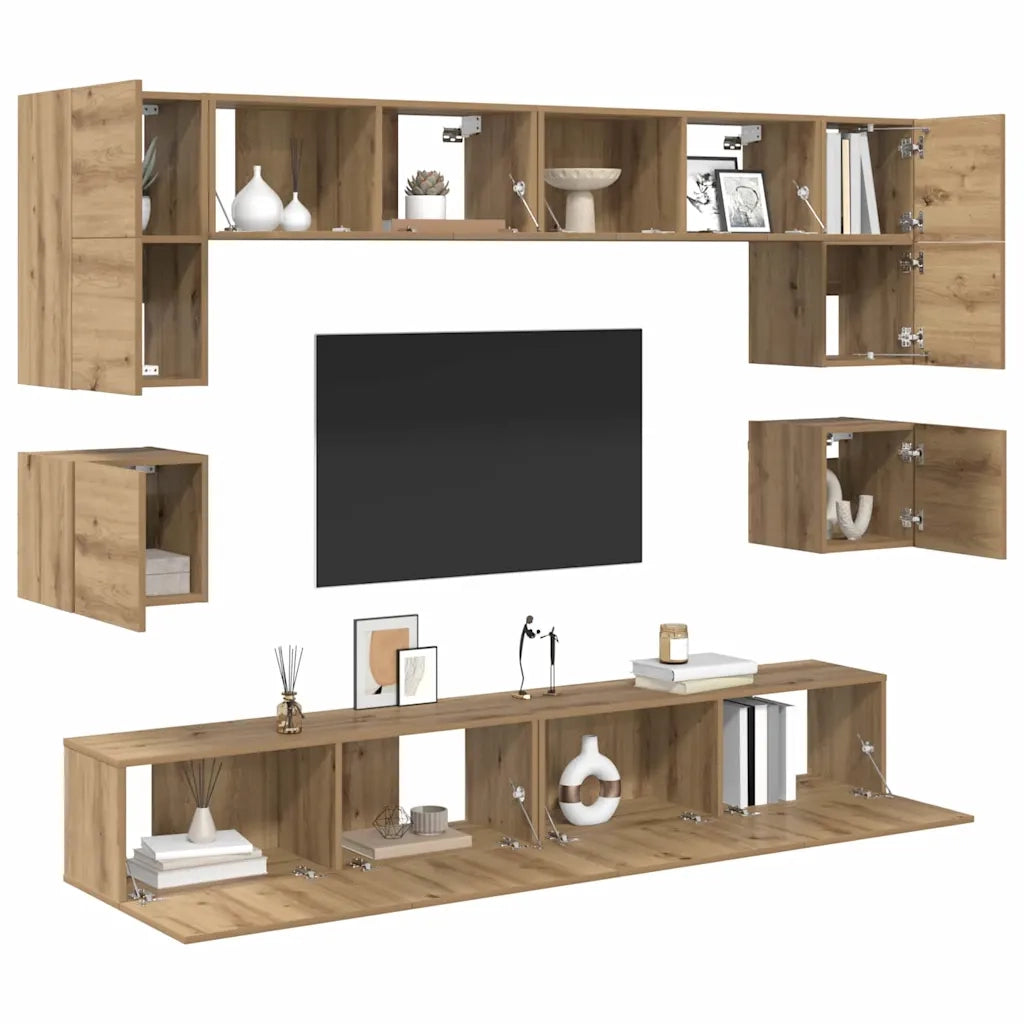Set mobile TV 8 pcs Rovere artigianale Legno multistrato 3393323