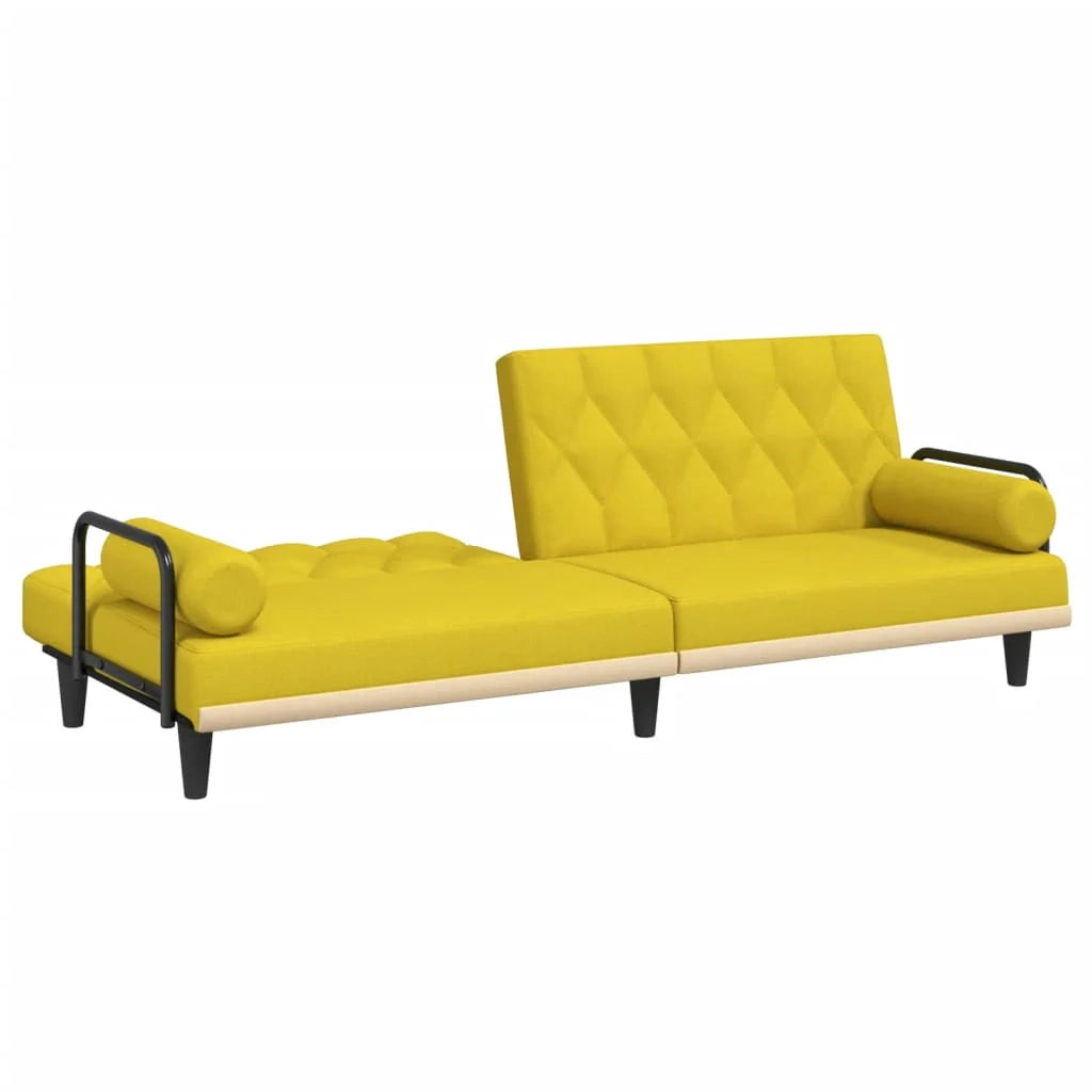 Divano letto con braccioli tessuto giallo chiaro 02_0019248