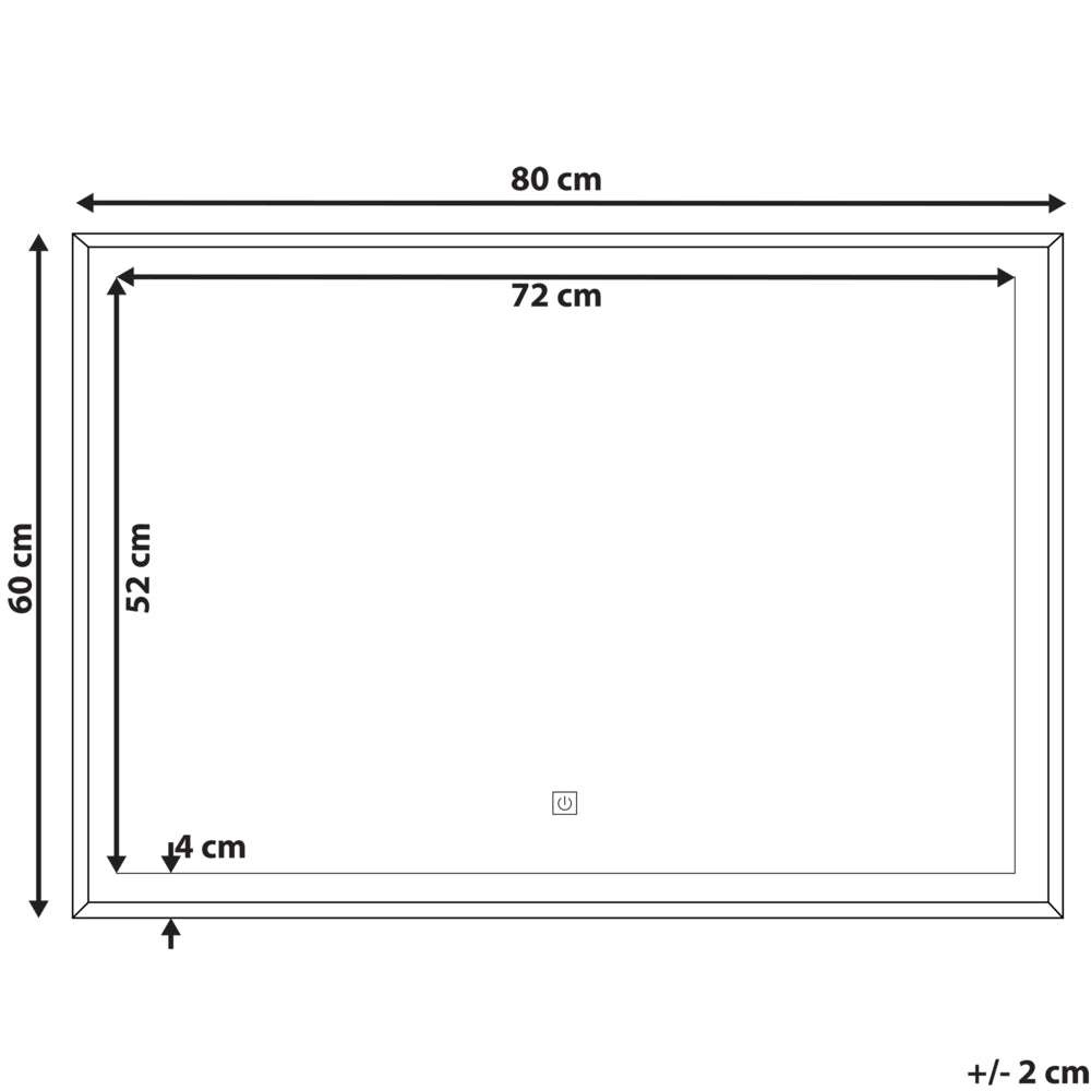 Specchio da bagno illuminato a LED Rettangolare 60 x 80 cm Glamour