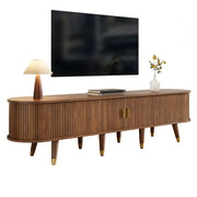 Mobile TV con 1 Porta Scorrevole in Rattan; Vani Aperti e Cassetti; per Soggiorno; in MDF; 175 × 38 × 45 cm; Noce