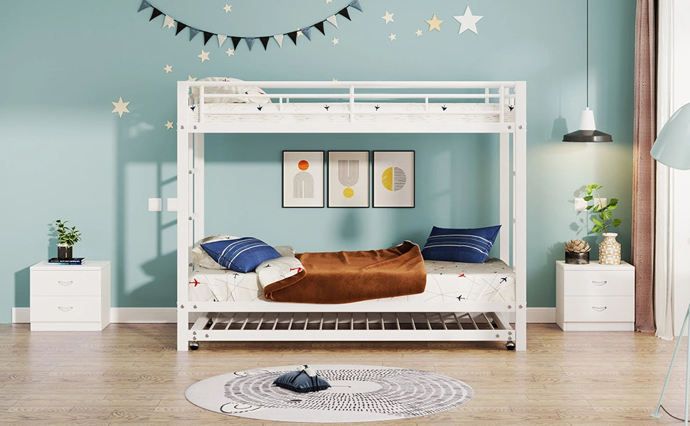 LETTO A CASTELLO con letto estraibile 90x200 cm in metallo bianco