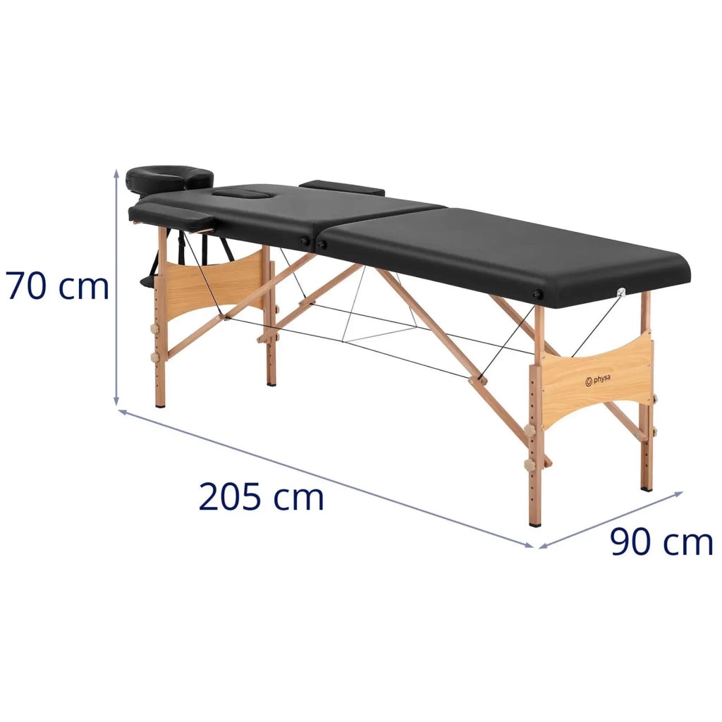 Lettino da massaggio pieghevole 2 sezioni 185 x 70 x 62 x 86 cm 220 kg legno di faggio nero 14_0009992