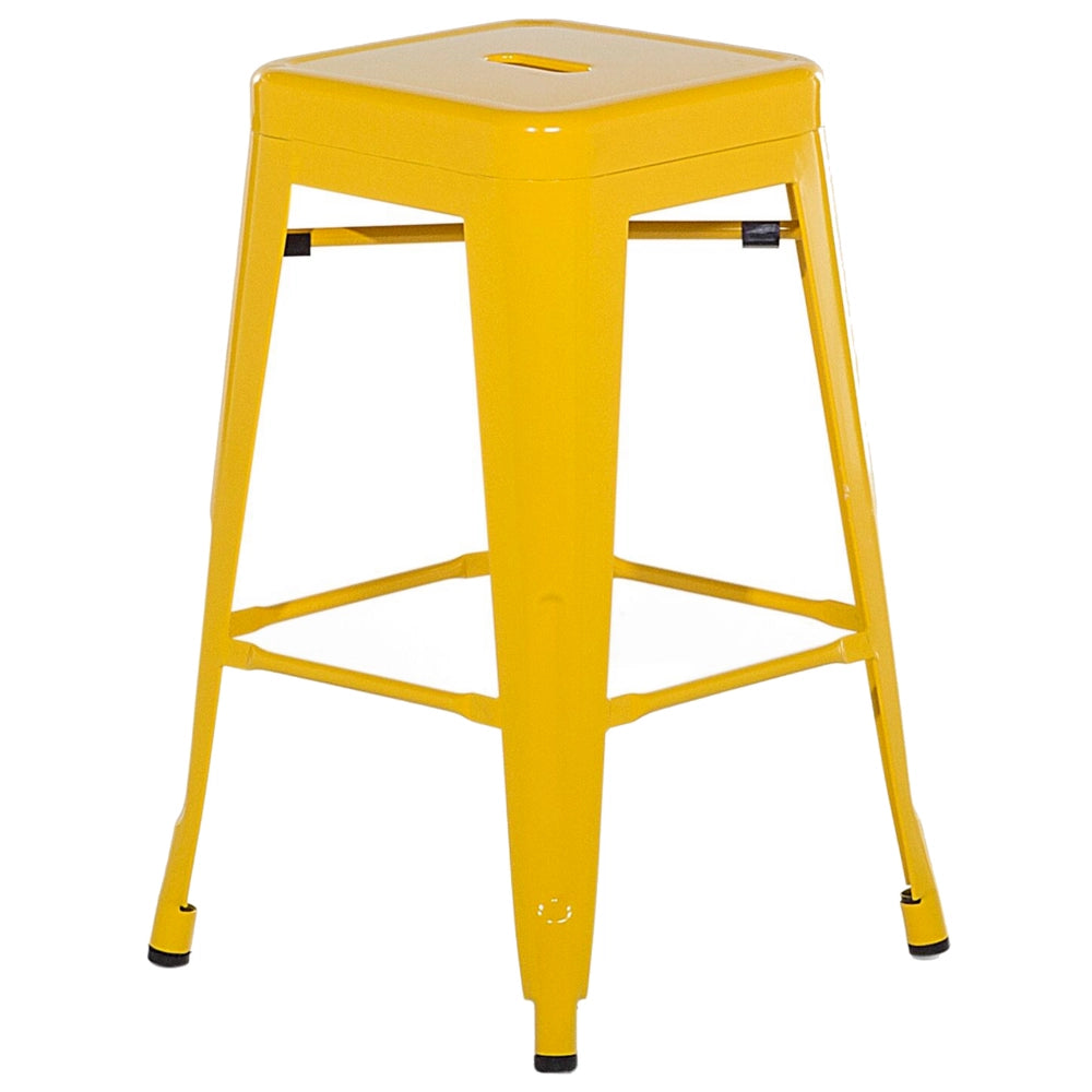 Set di 2 sgabelli da bar in Acciaio giallo 60 cm impilabili altezza bancone industriale
