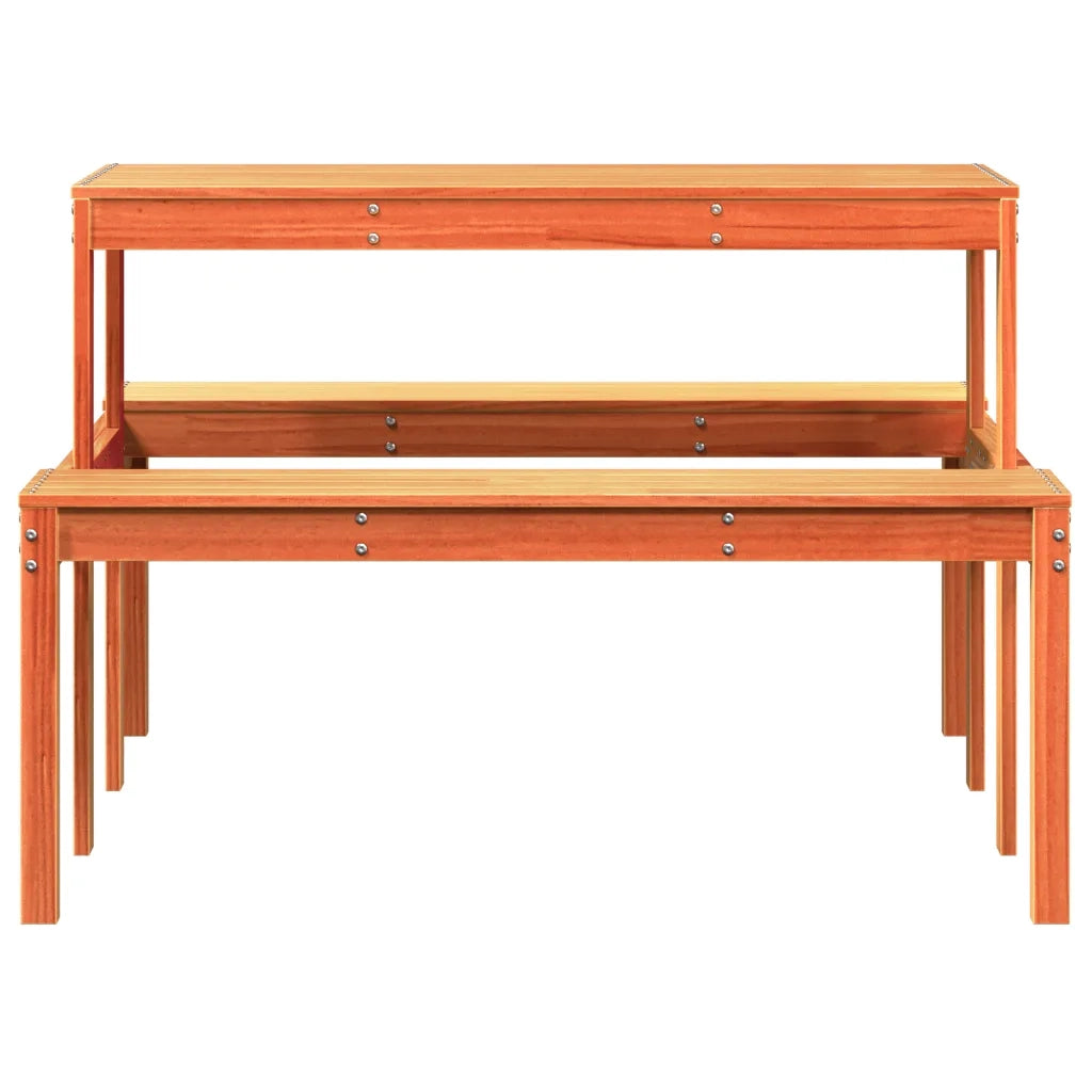 Tavolo da Picnic Marrone Cera 110x134x75 cm Legno Massello Pino 844647