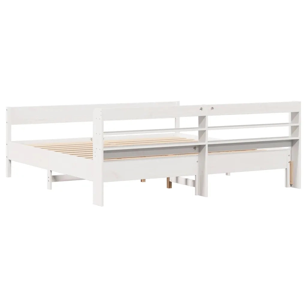 Giroletto senza Materasso Bianco 200x200 cm Legno Massello Pino 3306916