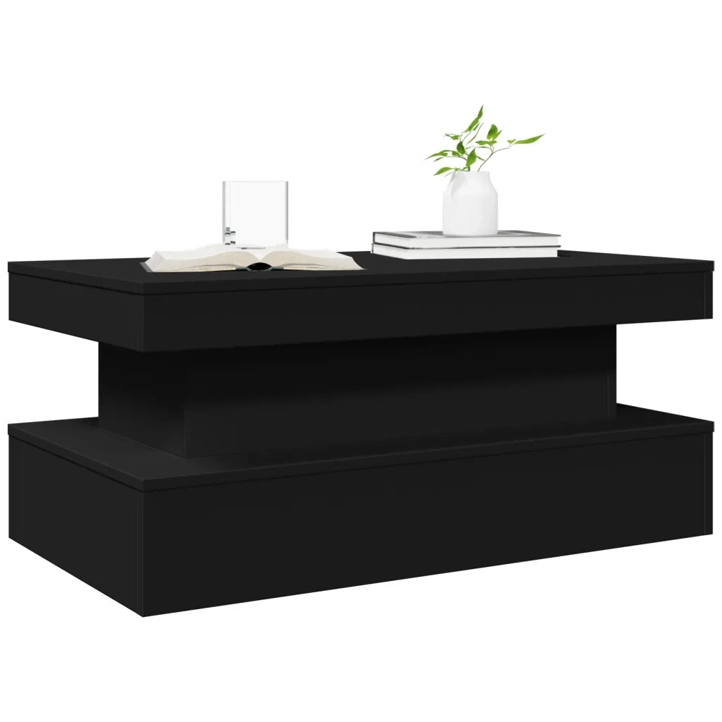 Tavolino da Soggiorno con Luci LED Nero 90x50x40 cm 839848