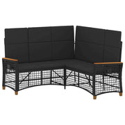 Set di Divani Recliner da Giardino | Set Salotto da Giardino Nero 164 x 164 x 112 cm