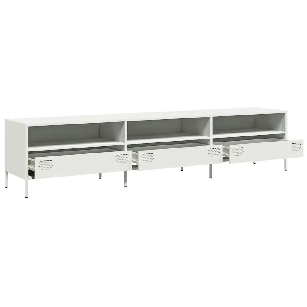 Mobile TV Bianco 202x39x43,5 cm in Acciaio Laminato a Freddo 851351