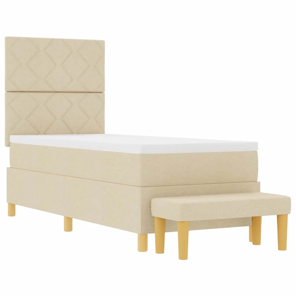 Letto a molle con materasso Crema 80 x 200 cm Tessuto