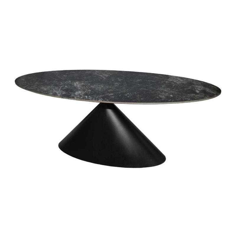 Tavolo ovale fisso Punto con piano effetto marmo nero 200x100xH76 cm.