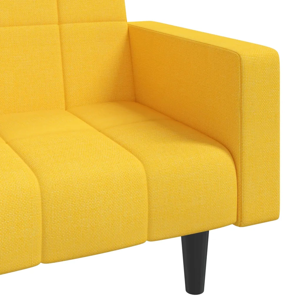 Divano Letto a 2 Posti con 2 Cuscini Giallo in Tessuto 375838
