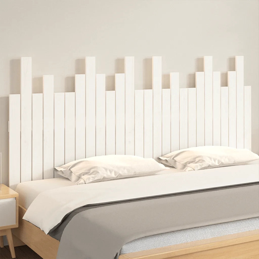Testiera da Parete-Testiera a Muro-Testata Decorativa Bianca 166x3x80 cm in Legno Massello di Pino