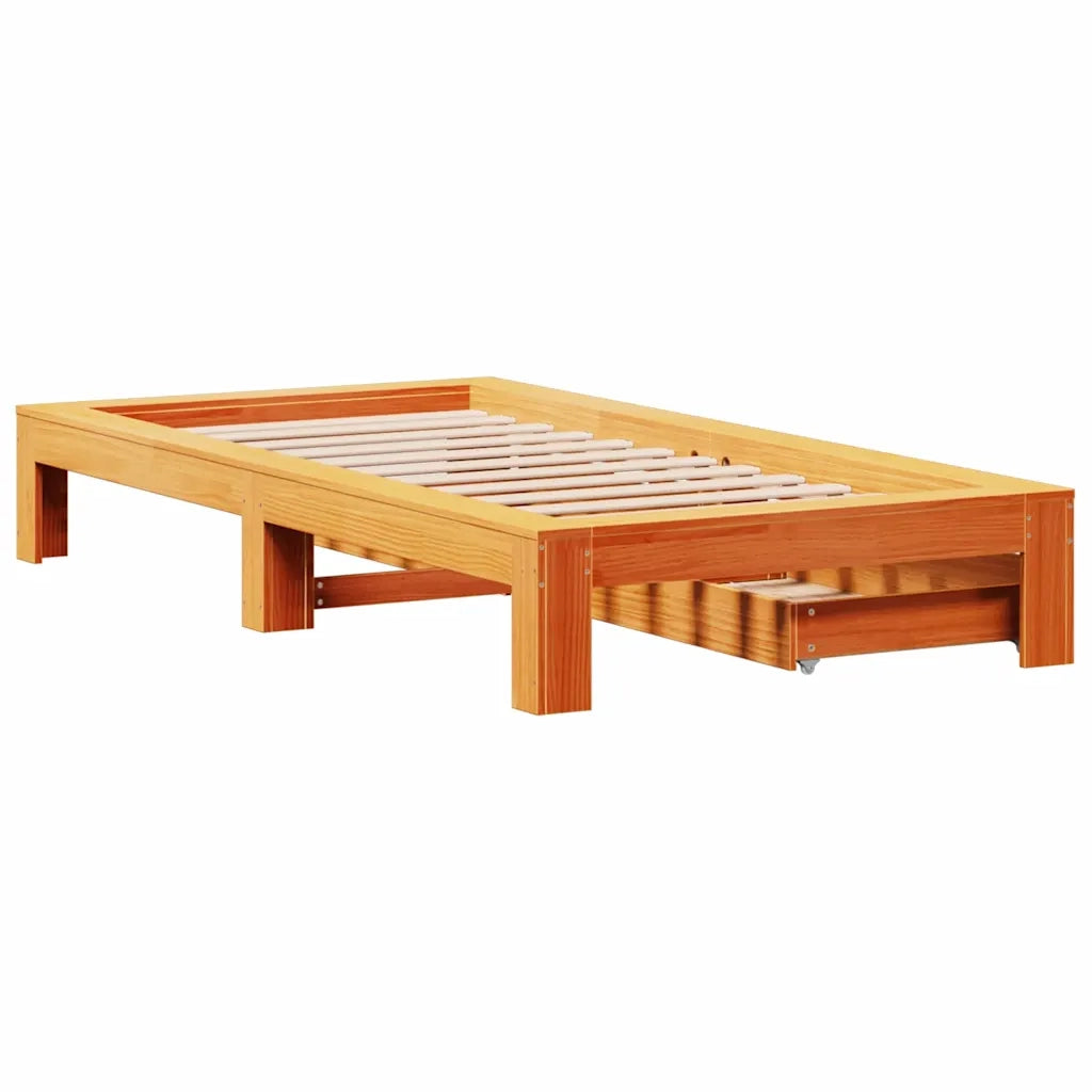 Letto senza Materasso Marrone Cera 90x190 cm in Legno di Pino 3309022