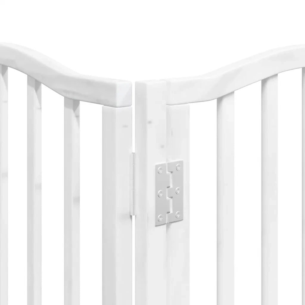 vidaXL Cancello Cani Porta Pieghevole Bianco 15 Pannelli 750 cm Pioppo