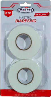 NASTRO BIADESIVO 2 PZ DI COLORE BIANCO 200 X1.8 CM