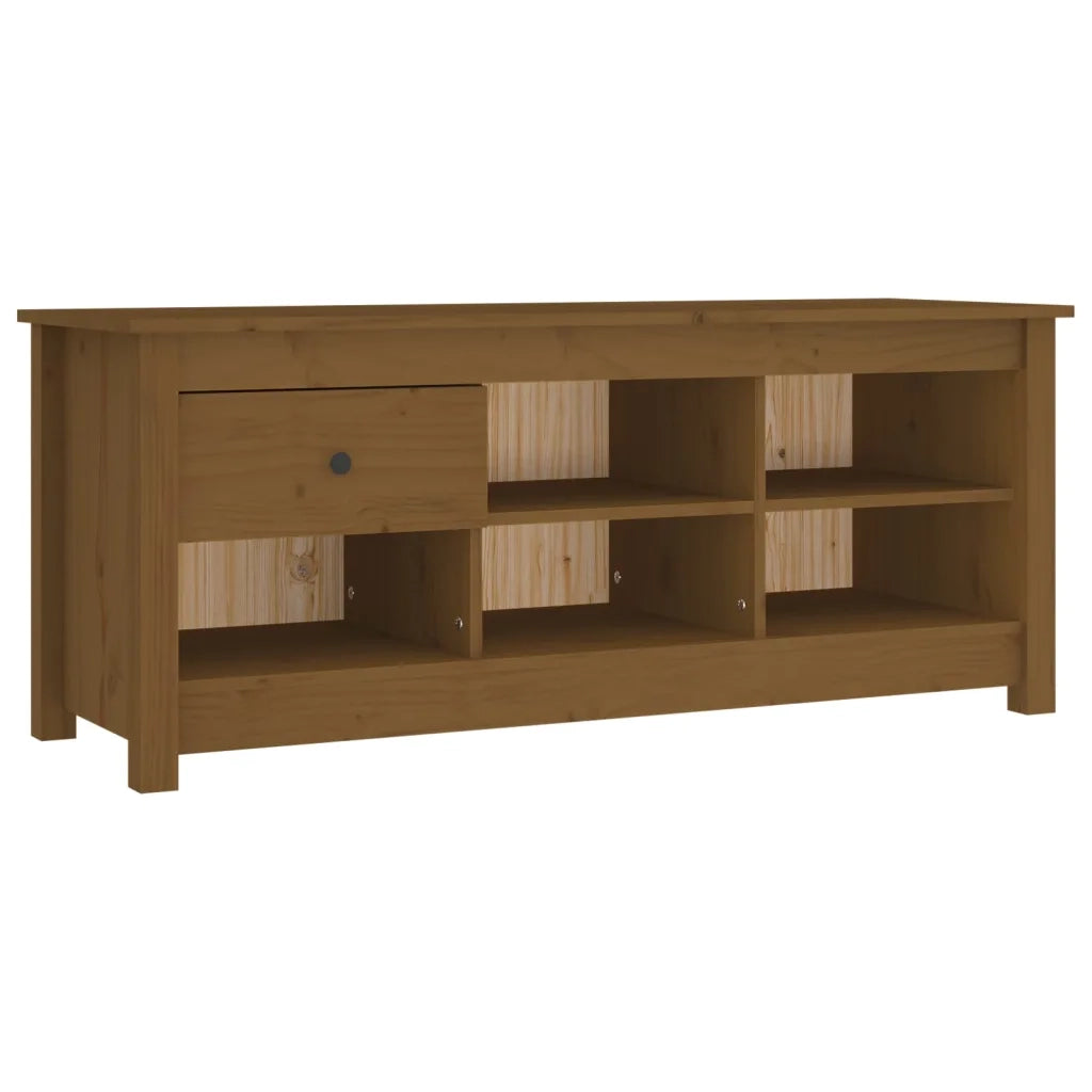 Scarpiera Marrone Ambra 110x38x45,5cm in Legno Massello di Pino 814597