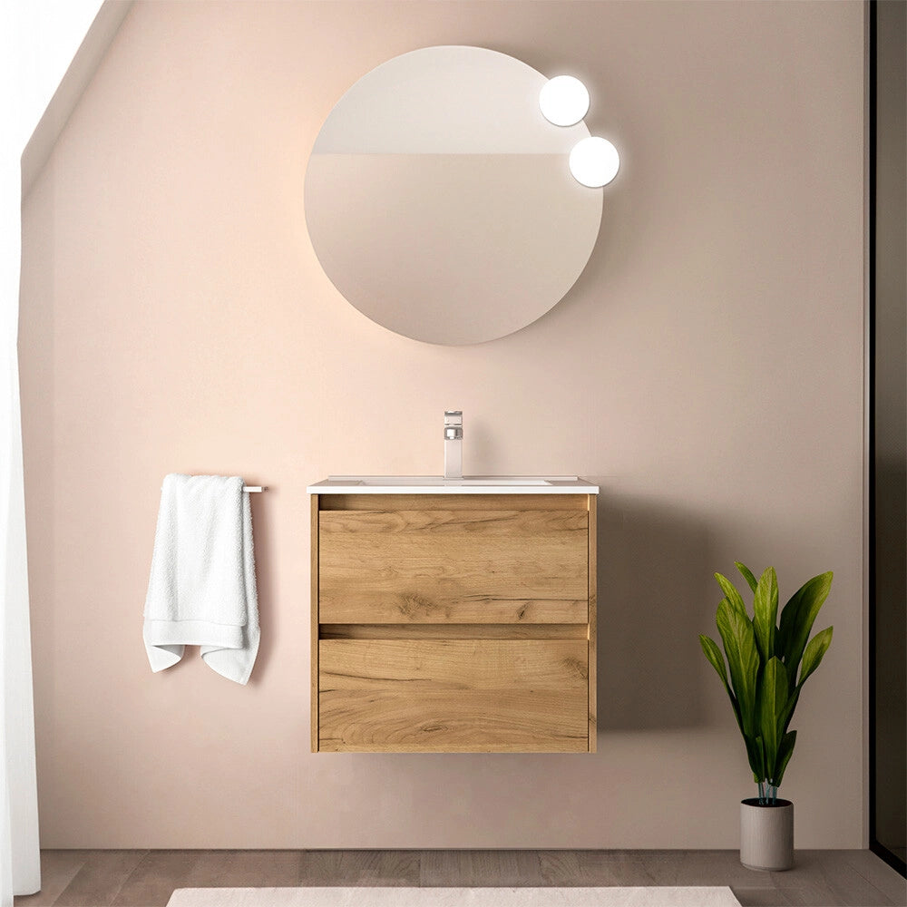 Mobile bagno sospeso 70 cm rovere africa con lavabo ad incasso Gaya