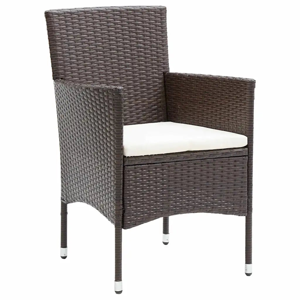 Set da Pranzo per Giardino con cuscino 5 pcs Marrone polyrattan