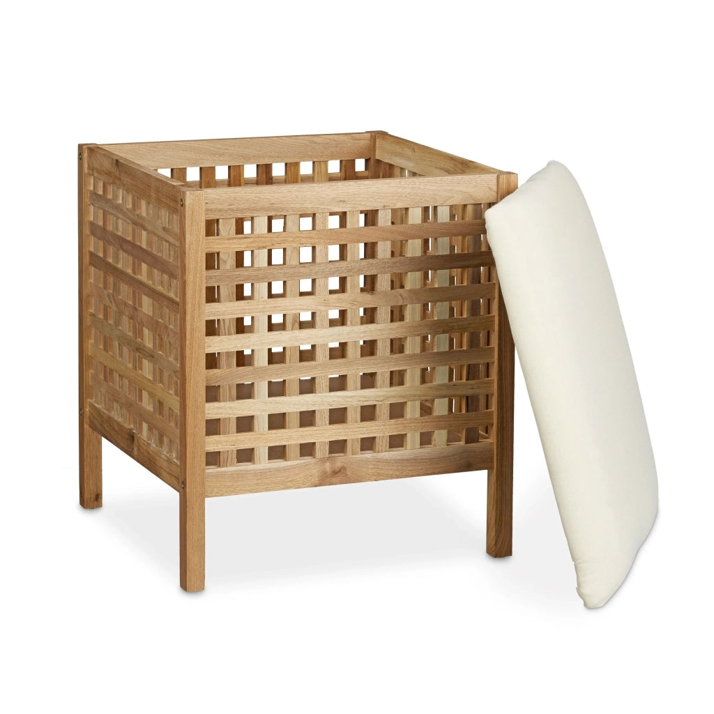 Sgabello da bagno con contenitore in legno di noce 13_0002787