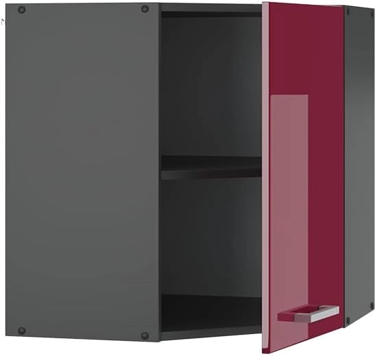 Mobile angolare da cucina R-Line, Rosso lucido, 57 cm, per la libera combinazione all'interno di sistemi cucina modulari
