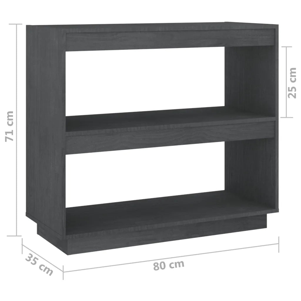 Libreria Grigia 80x35x71 cm in Legno Massello di Pino 810881