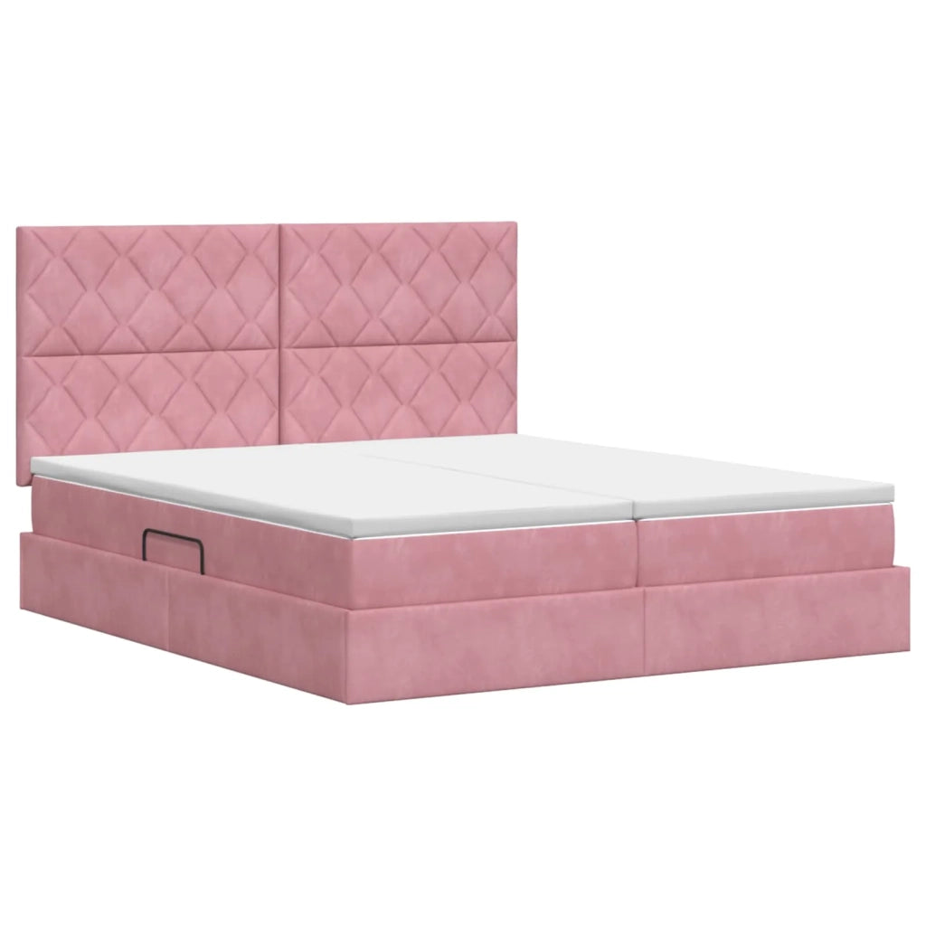 Letto con Contenitore con testiera Rosa 180 x 200 cm Velluto 3459842
