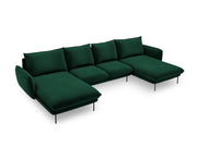 Cosmopolitan Design - Divano panoramico "Vienna" 6 posti in velluto verde bottiglia 