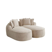 Divano modulare convertibile senza struttura; 2 moduli; chaise longue profonda; in ciniglia; marrone chiaro