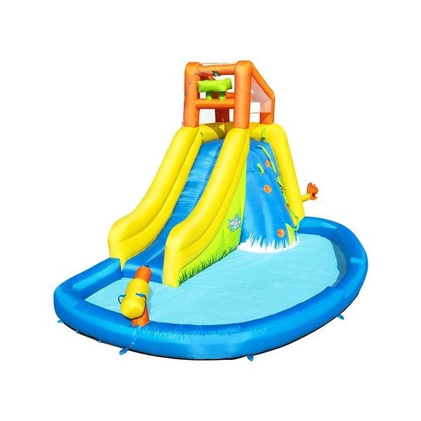 Bestway piscina parco acquatico, mis. 435x286x267 cm, scivolo d'acqua, corda di arrampicata, cannone d'acqua, parete per arrampicarsi, include soffiatore d'aria, picchetti di ancoraggio, borsa per il trasporto - 53345 4