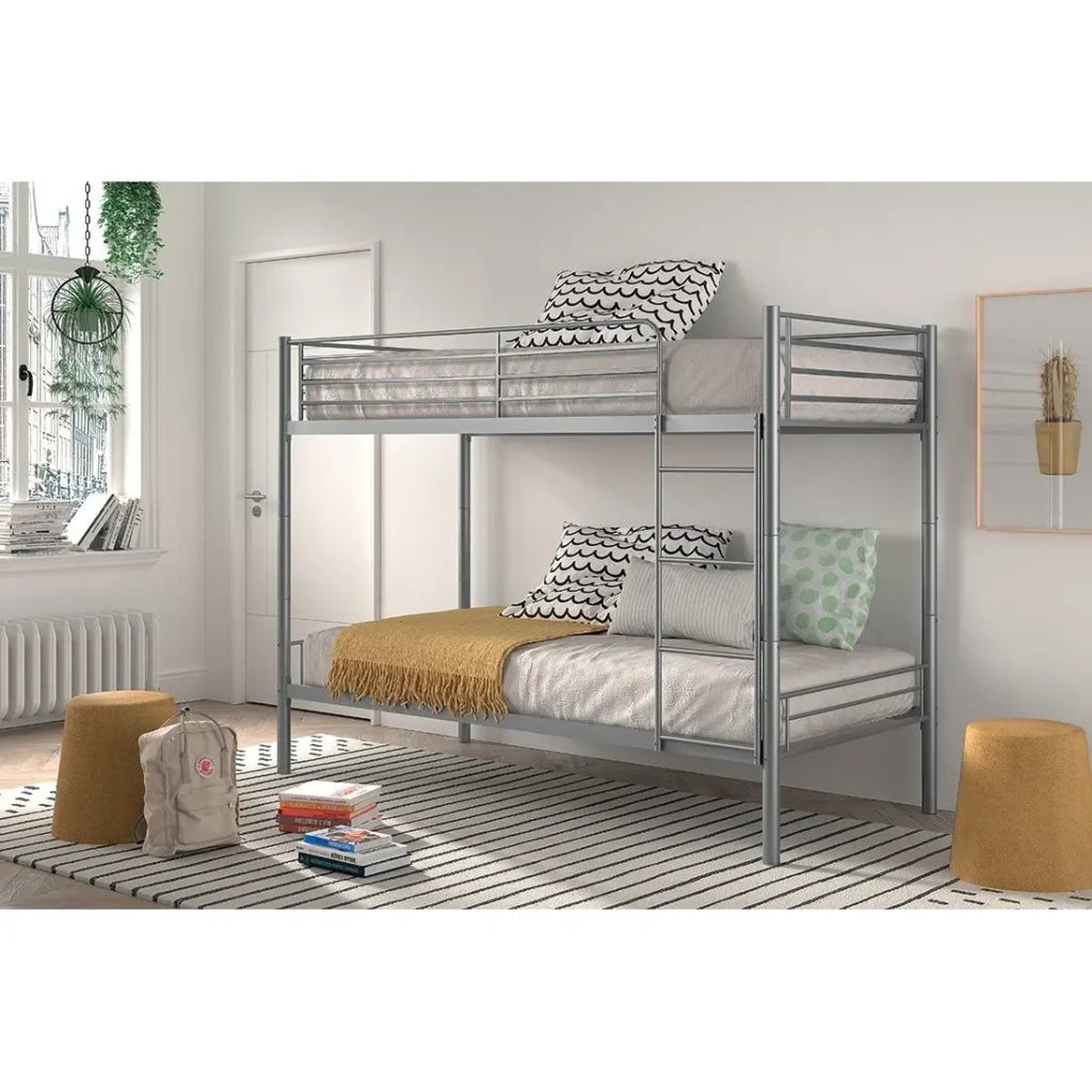 Letto SAMMY – Letto a castello in metallo 90x200 cm grigio con reti incluse