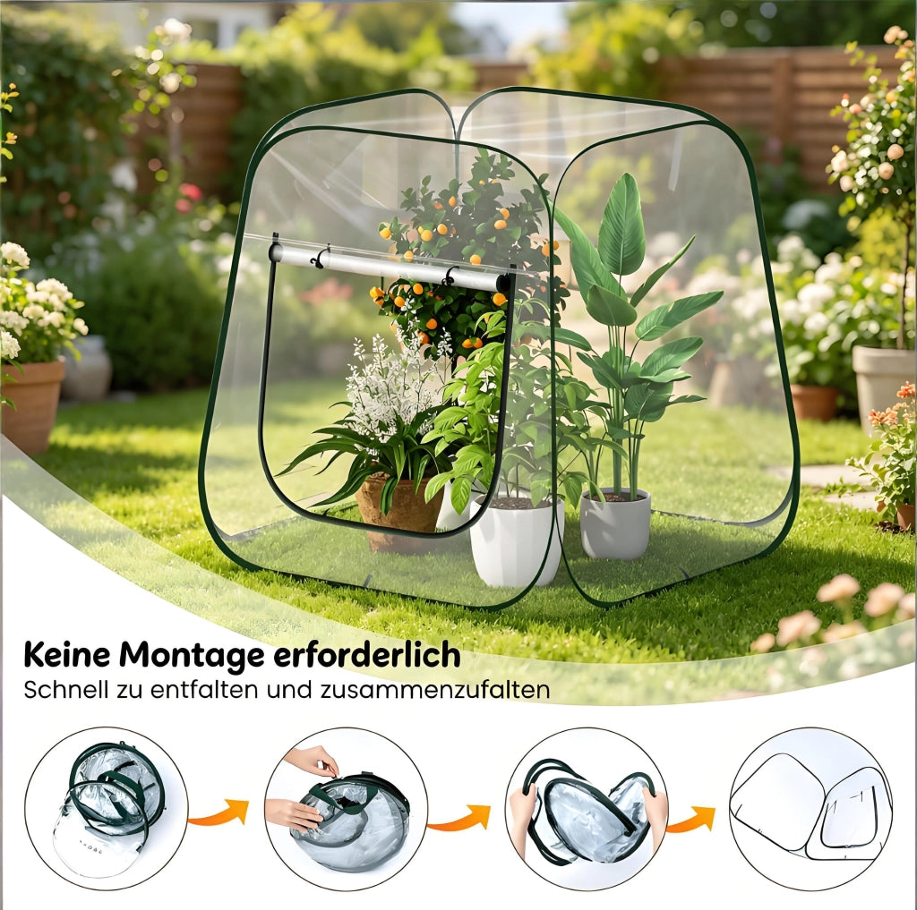 Semenzaio da giardino pop up con apertura a cerniera a U e ventilazione in PVC e metallo trasparente 100 × 100 × 97 cm