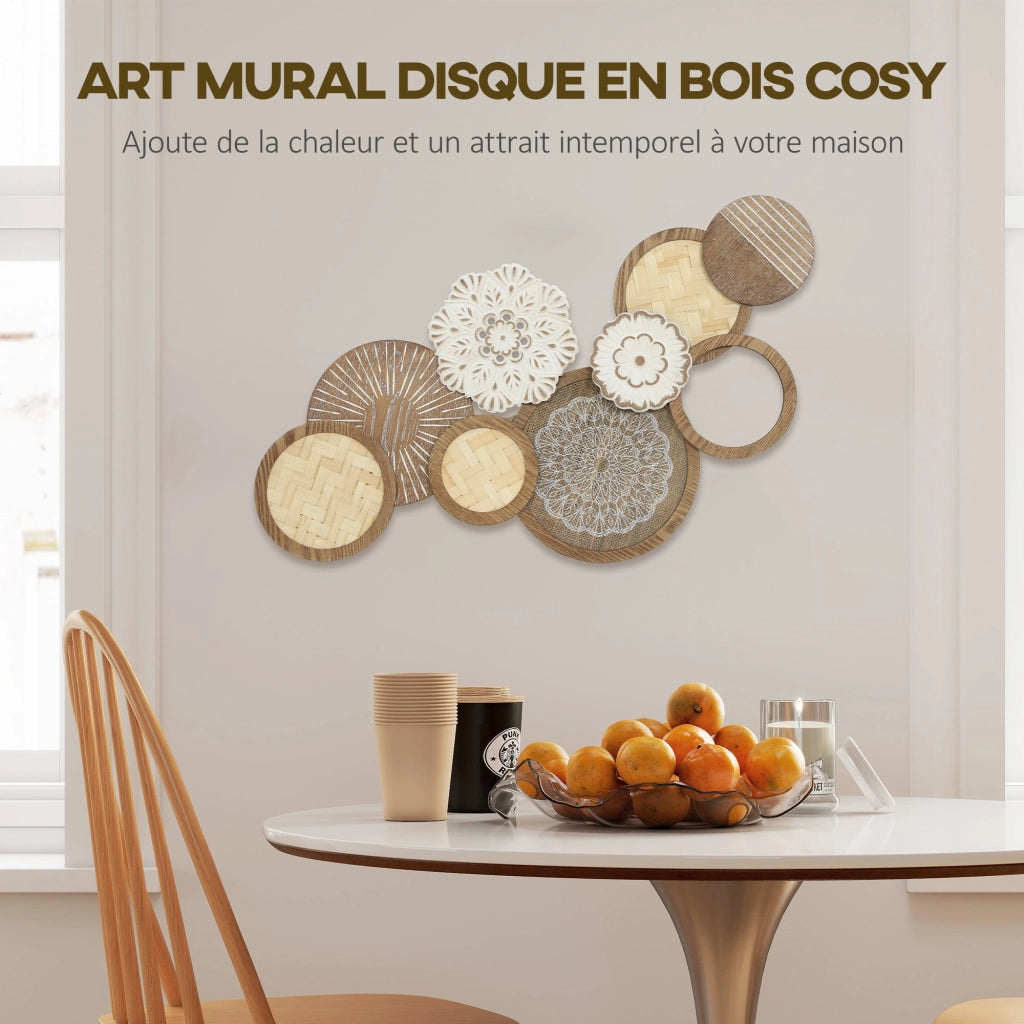 Decorazione murale in legno con dischi ¨C zephmum ¨C 83.8x44.5 cm legno naturale