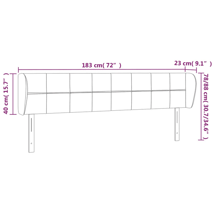 Testiera ad Orecchio Grigio Chiaro 183x23x78/88 cm in Tessuto