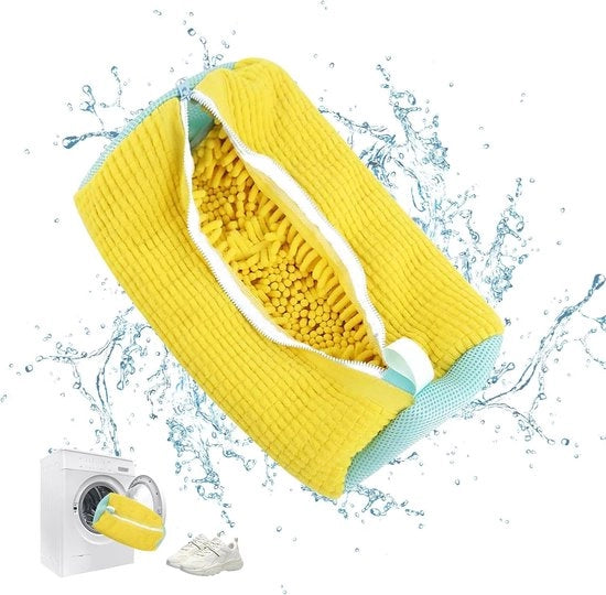 Sacca per scarpe da lavatrice, sacca per scarpe riciclabile con cerniera, sacca per scarpe a mesh per sneakers (giallo)