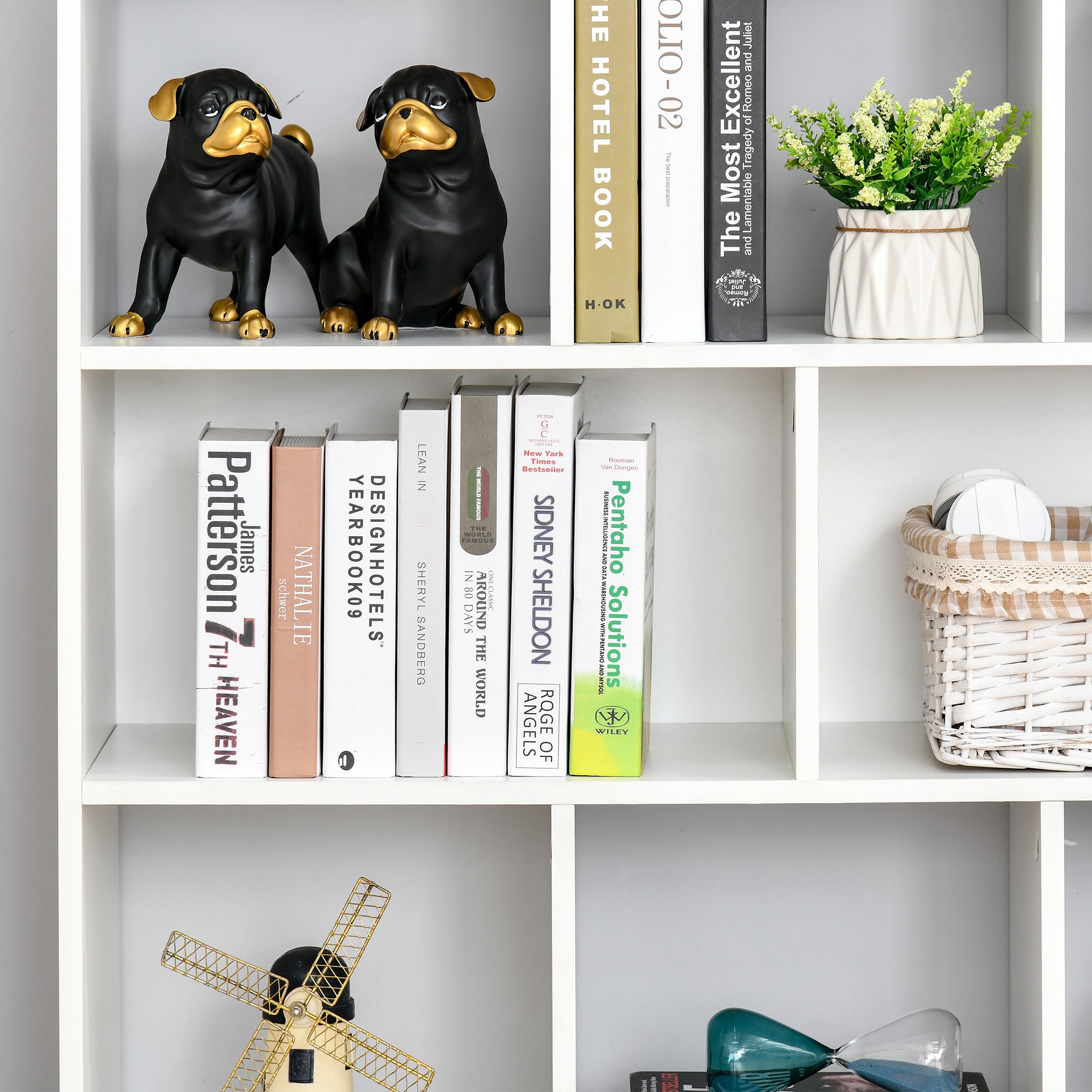 Mobile Libreria Portaoggetti a 3 Livelli e 8 Ripiani Totali 97,5x30x100 cm in MDF Bianco