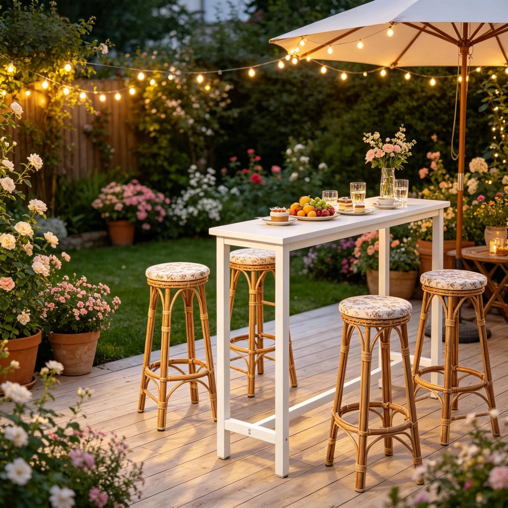 Tavolo da pranzo con struttura in metallo e piano in MDF per cucina e bar, piedini regolabili, portata 150 kg, bianco, 140 × 100 × 40 cm