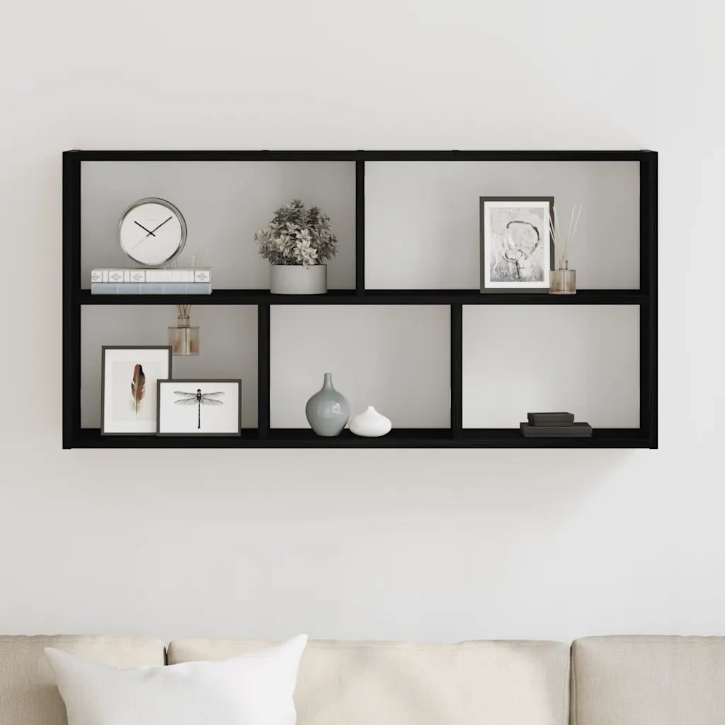 Scaffale a Parete Rovere Nero 100x25x50 cm in Truciolato 868070