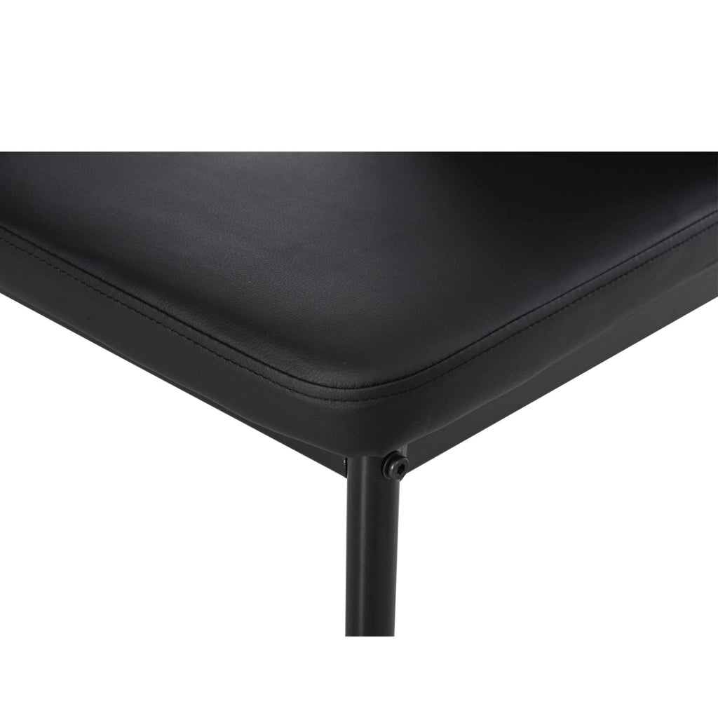 Set da Pranzo Tavolo con Piano in Vetro e 4 Sedie in Metallo e Similpelle  Nero