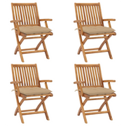 Sedie da Giardino Pieghevoli con Cuscini 4 pz Massello di Teak cod mxl 75179