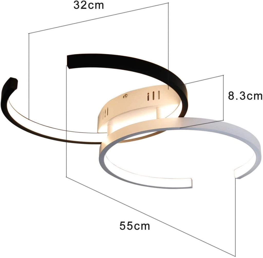 ZMH Lampada da soffitto 55cm ferro bianco nero per soggiorno sala pranzo camera letto