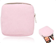 Tas di stoccaggio con chiusura a cerniera - tasmake-up pratico - rosa - corduroy - 12x12 cm