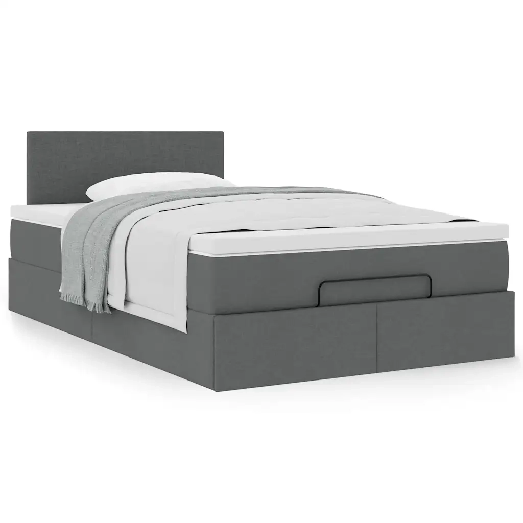 Pouf Letto con Materasso Grigio Scuro 120x190 cm in Tessuto 3311360