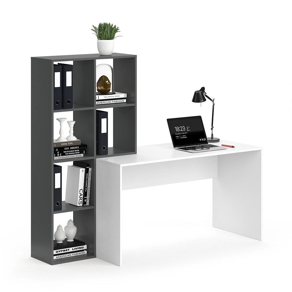 Vicco Scrivania con ripiani Bianco/antracite 166.8 x 59 cm