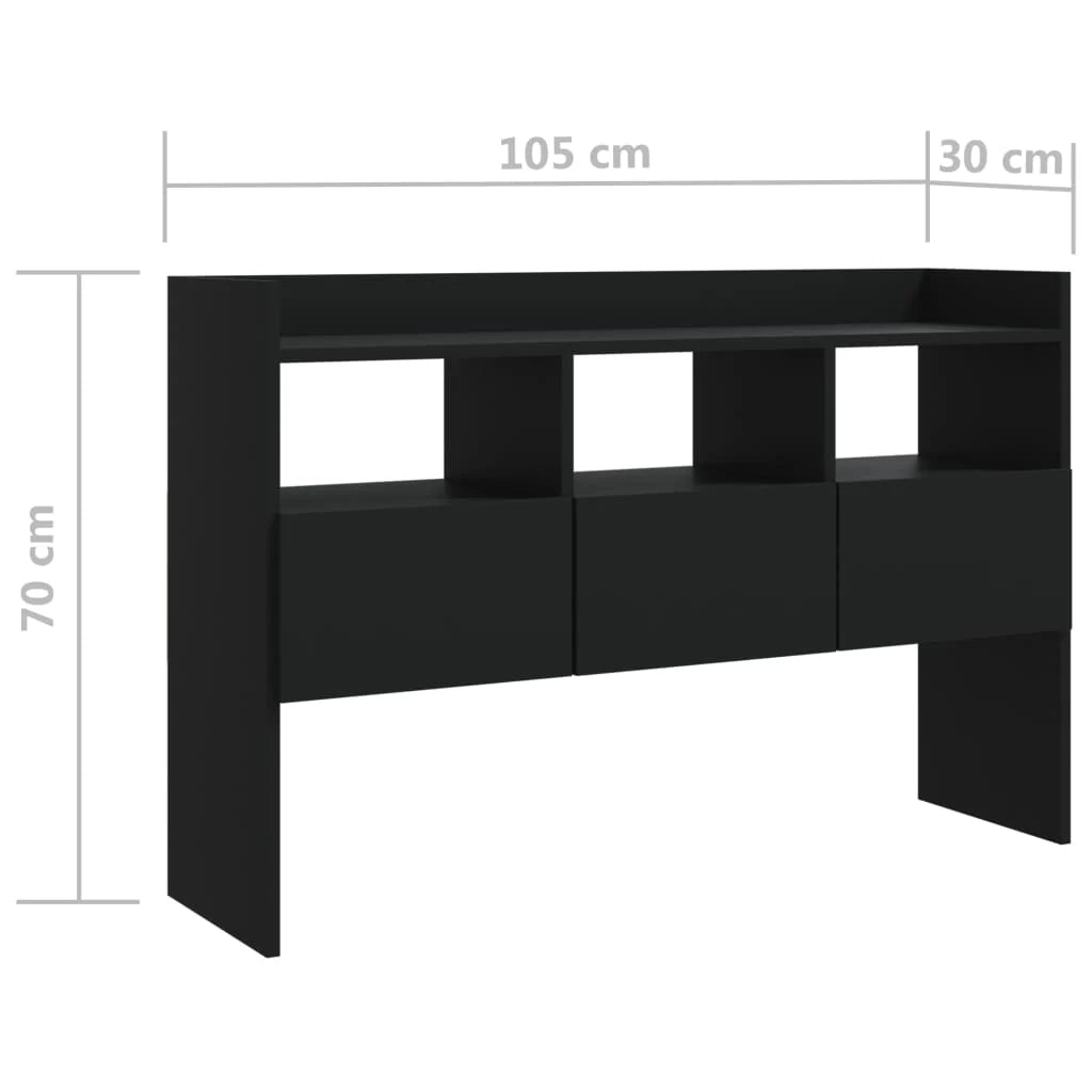 Buffet credenza cassettiera armadio mobile contenitore organizer per cucina soggiorno salotto 105 x 30 x 70 cm legno ingegnerizzato nero 02_0035834